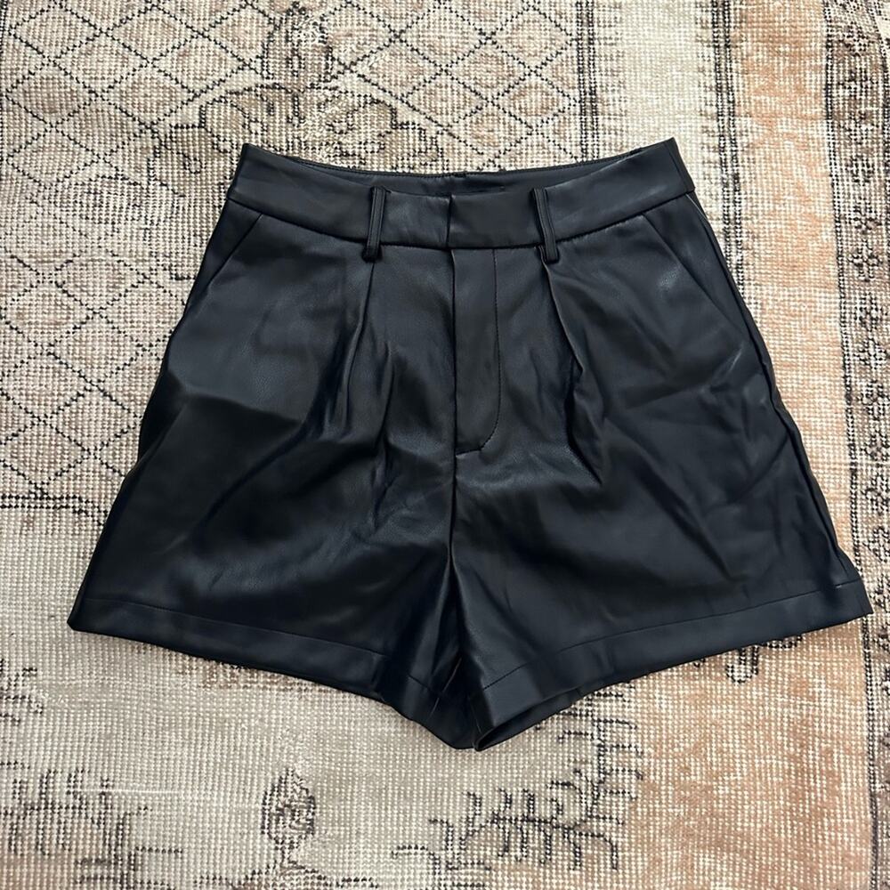 7 For All Mankind Pleated Faux Leather Shorts NWT